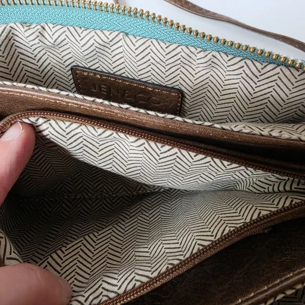 Jen & Co Crossbody Purse Plaid Blue Green Tweed Bag Detachable Straps Wristlet